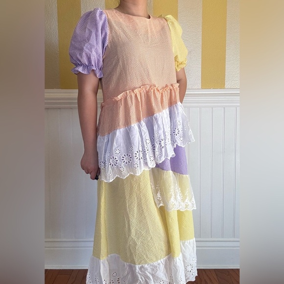 NWOT Colorful Patchwork Lace Dress - Picture 5 of 7